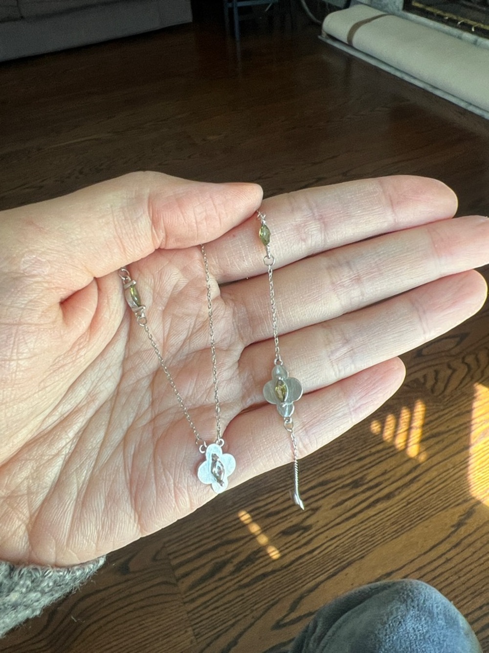 Sterling Silver and Peridot Necklace and Bracelet Set